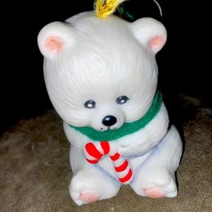 Vintage white polar bear signed JASCO. Porcelain bell Ornament
